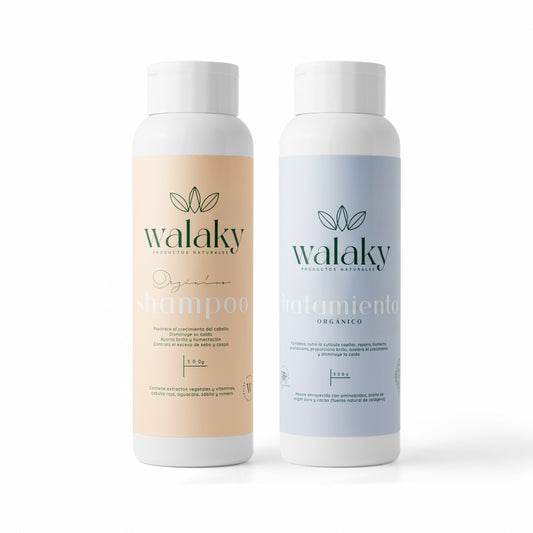 Kit shampoo y tratamiento capilar natural 500ml vegano Walaky Colombia